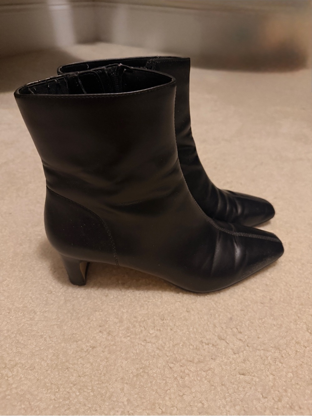 J. Crew Factory Black Snip-Toe Mid-Heel Ankle Boots